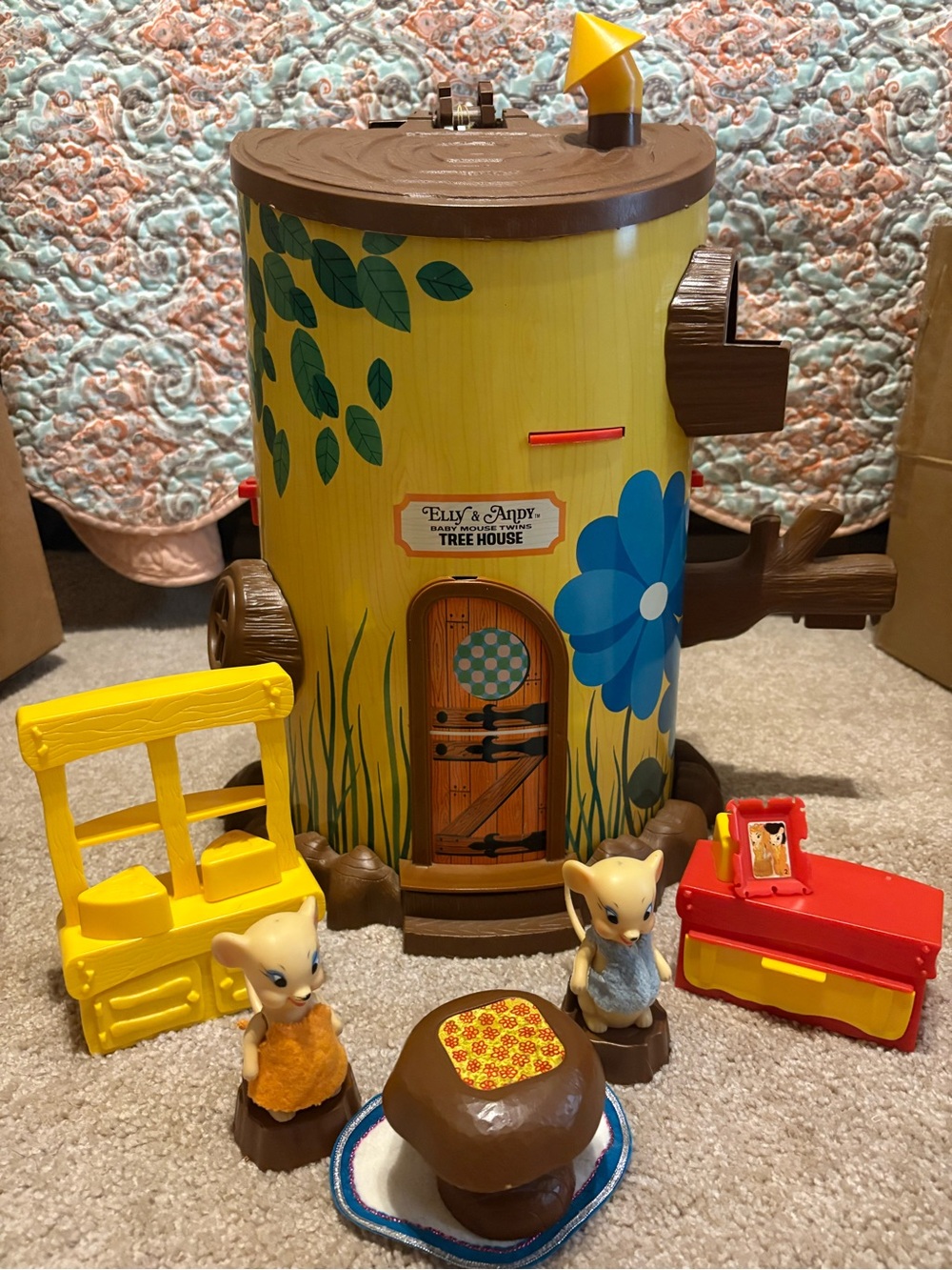 Vintage 1967 Remco Elly & Andy Mouse Twins Tree House Playset